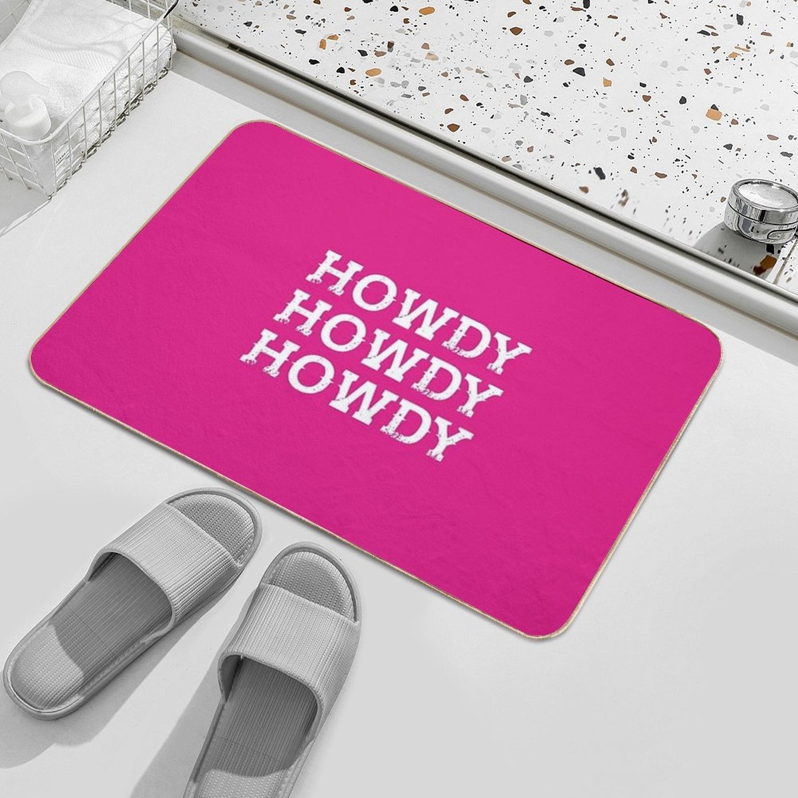 HOWDY Pink  Absorbent Bath Mat