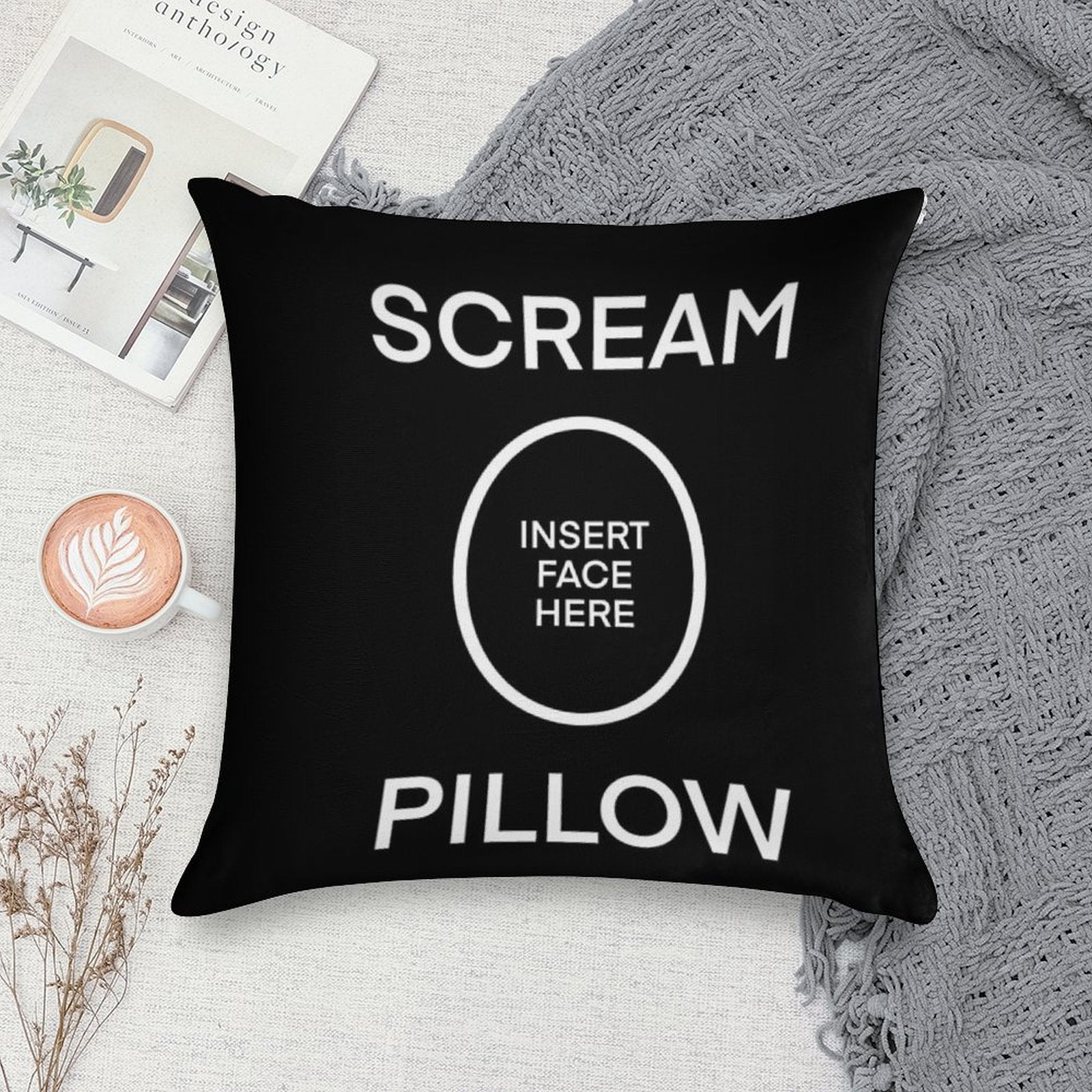 SCREAM PILLOW Soft Ultra-Soft Texture Throw Pillow