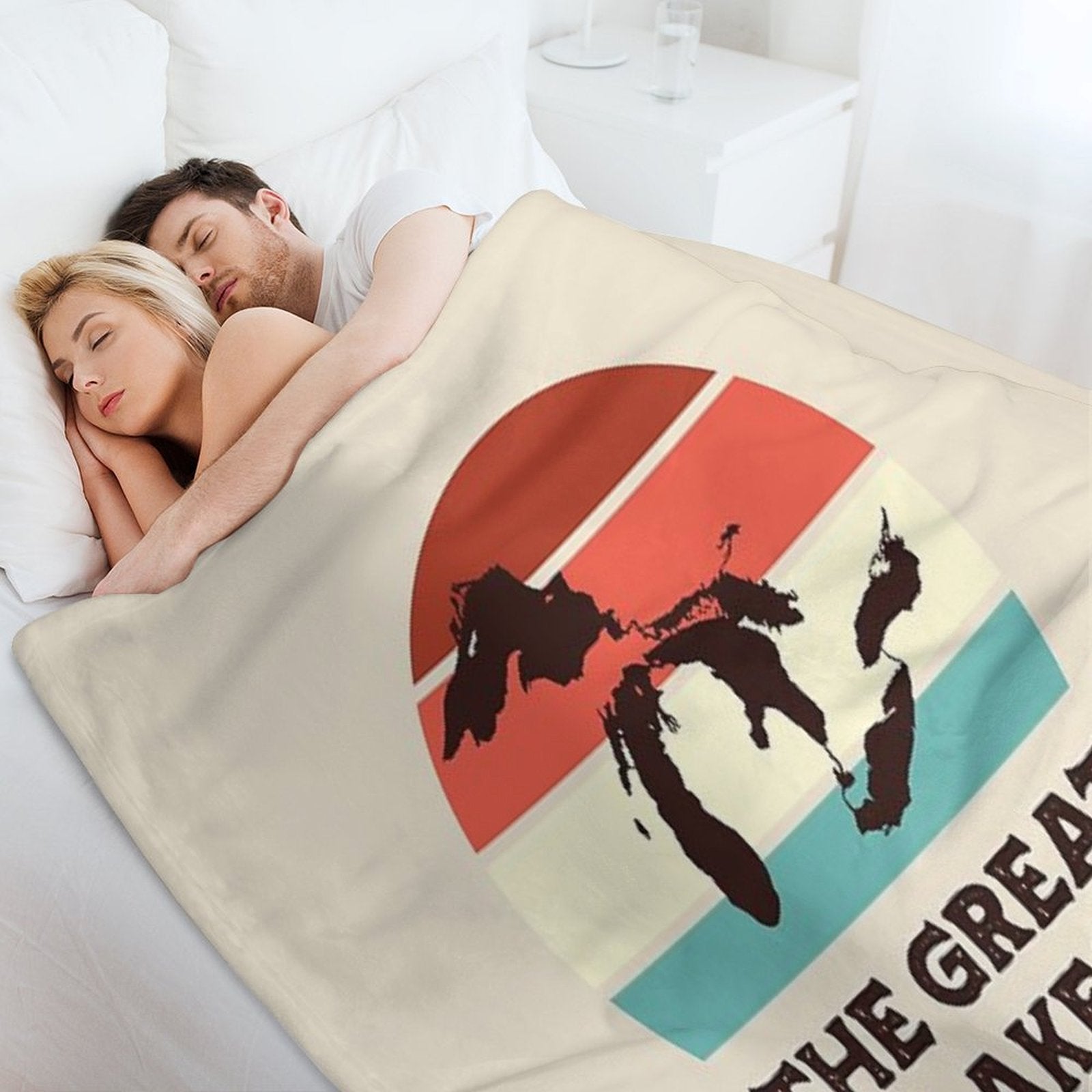 Great Lakes National Park Hiking Retro Multi-functional Throw Blanket