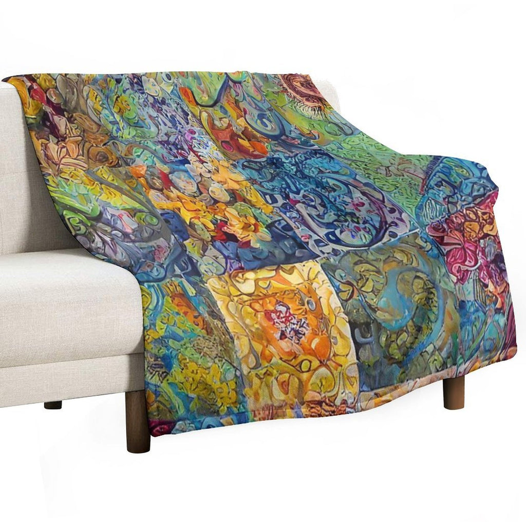 Abstract Quilt Decoupage Tile Pattern Gift-ready Throw Blanket