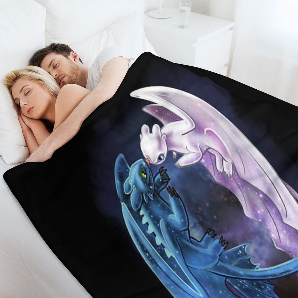 Dragon Heart - Starry Dragons - Toothless And Light Fury Compact Throw Blanket