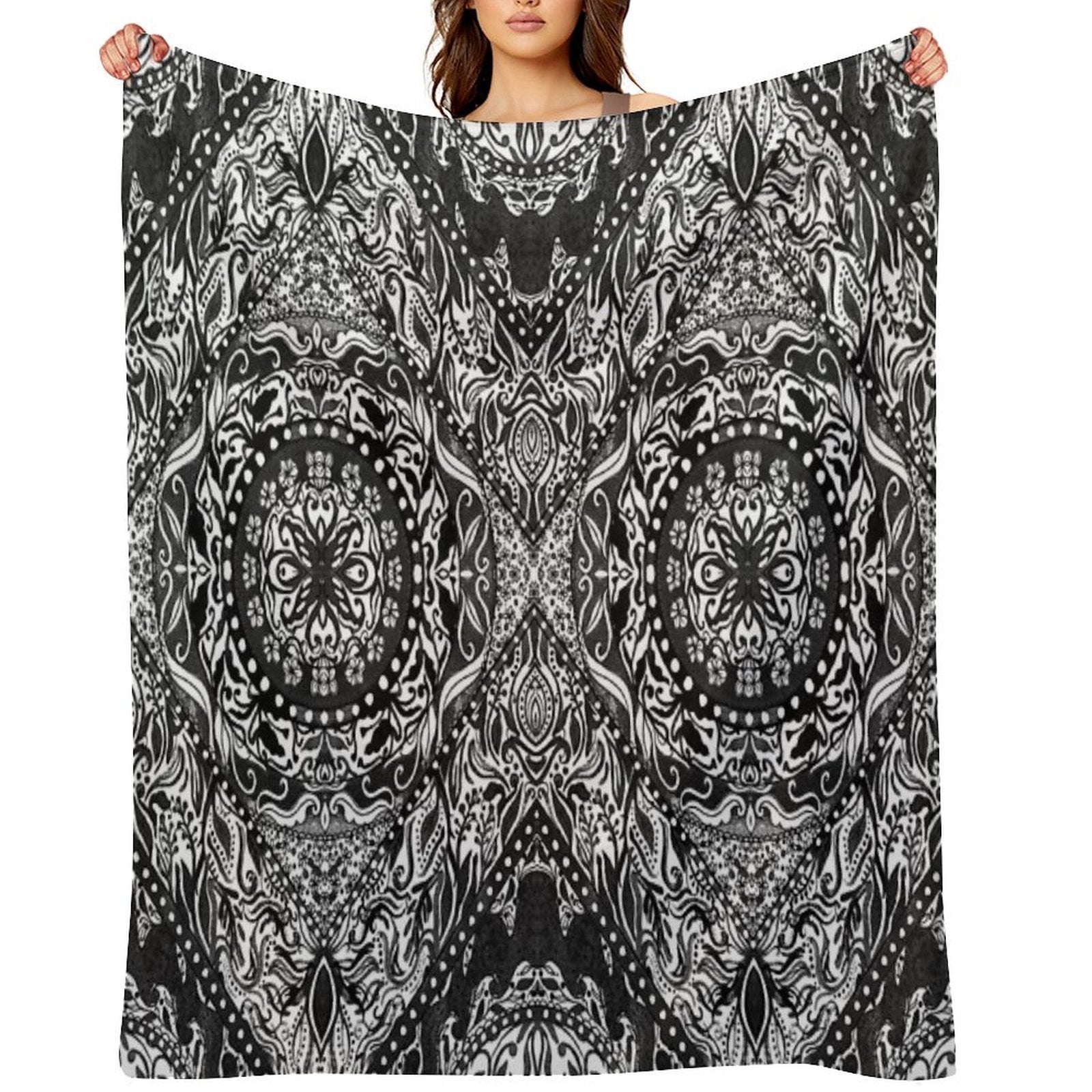 Black And White Fire Mandala Gift-ready Throw Blanket