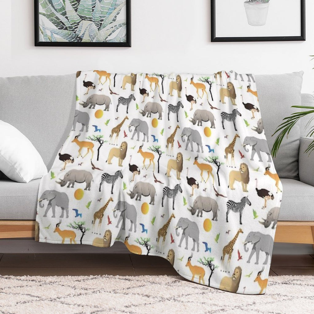 Safari Savanna Various Animals Eco-conscious Throw Blanket
