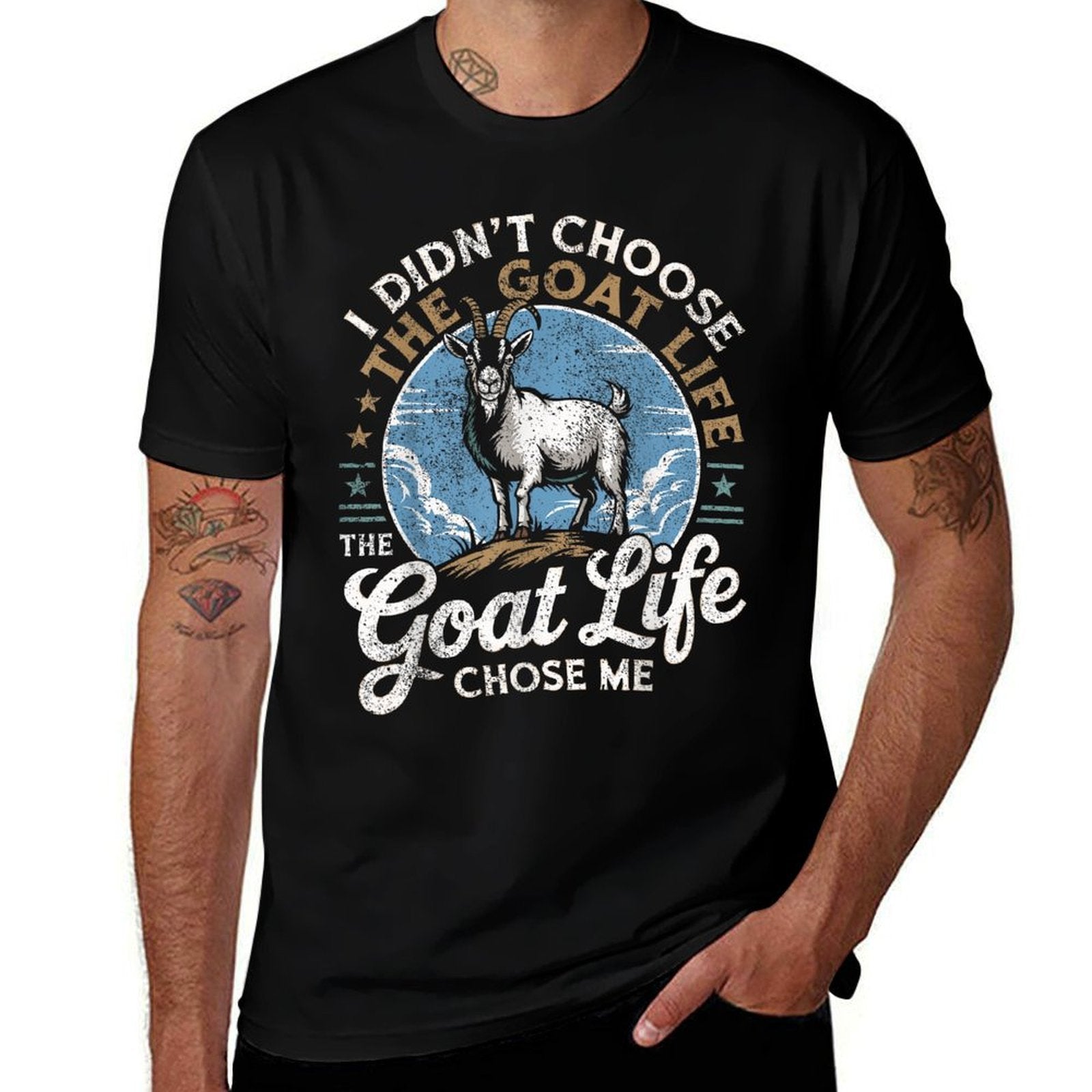 Goat Life Chose Me Rancher Farmer Goat Dad Funny Goat  Lightweight T-Shirt