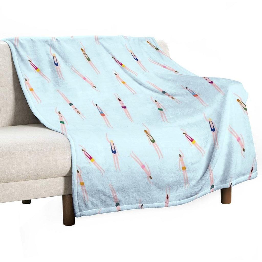 Swimmers in The Pool Sustainable Throw Blanket