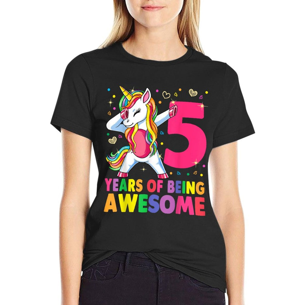 5 Years Old Unicorn Dabbing 5th Birthday Girl Unicorn Party  Classic T-Shirt