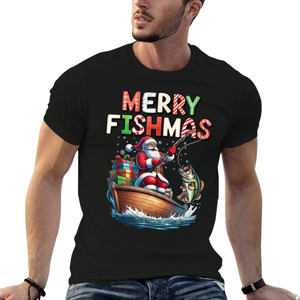 Merry Fishmas Santa Fishing Lovers Funny Fisherman Christmas  Soft T-Shirt