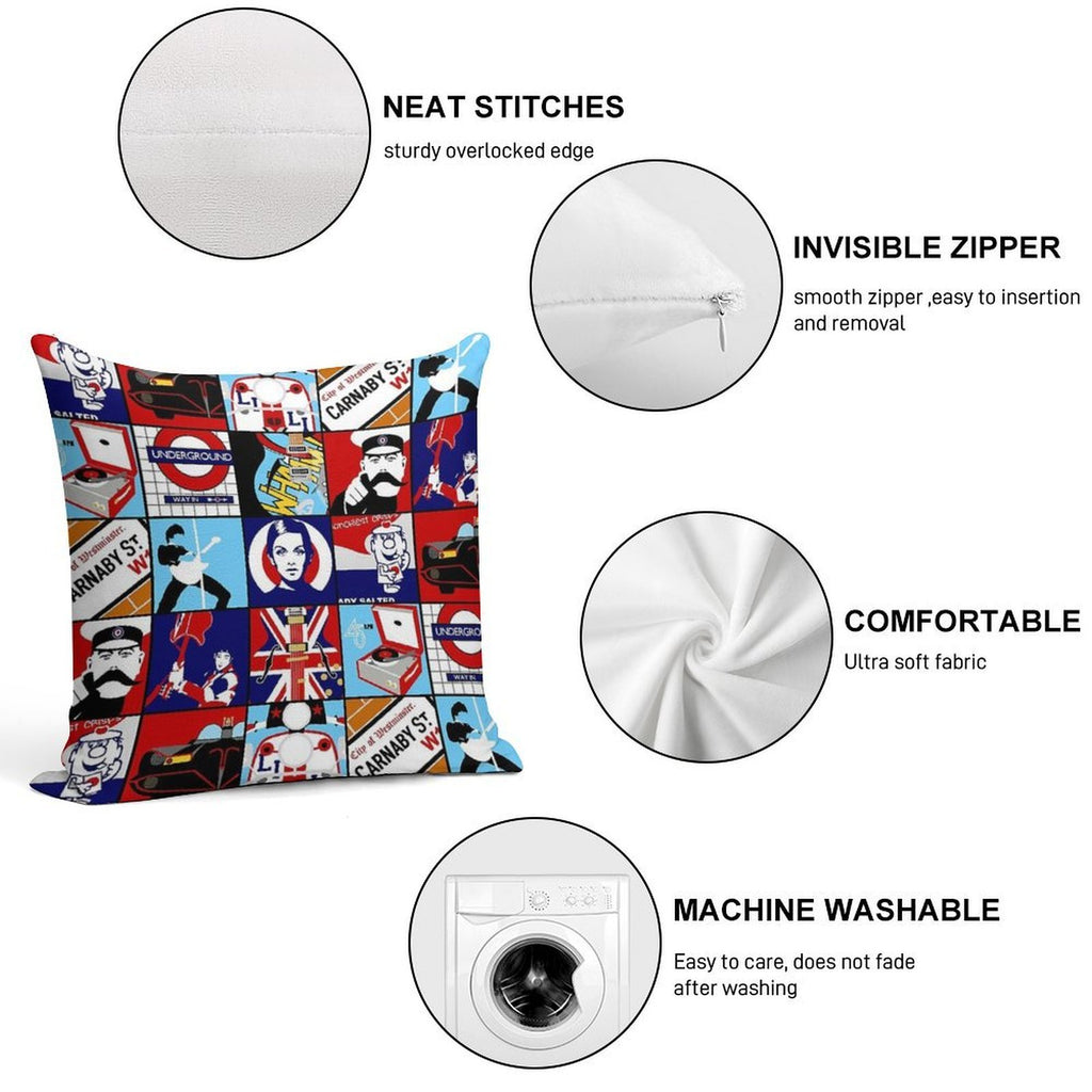 Iconic Mod Pop Art Soft Washable Throw Pillow