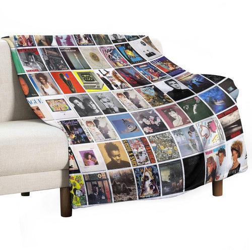 80s Vinyl Covers - 1980s Music - Vintage Album Cover Art Durable Throw Blanket