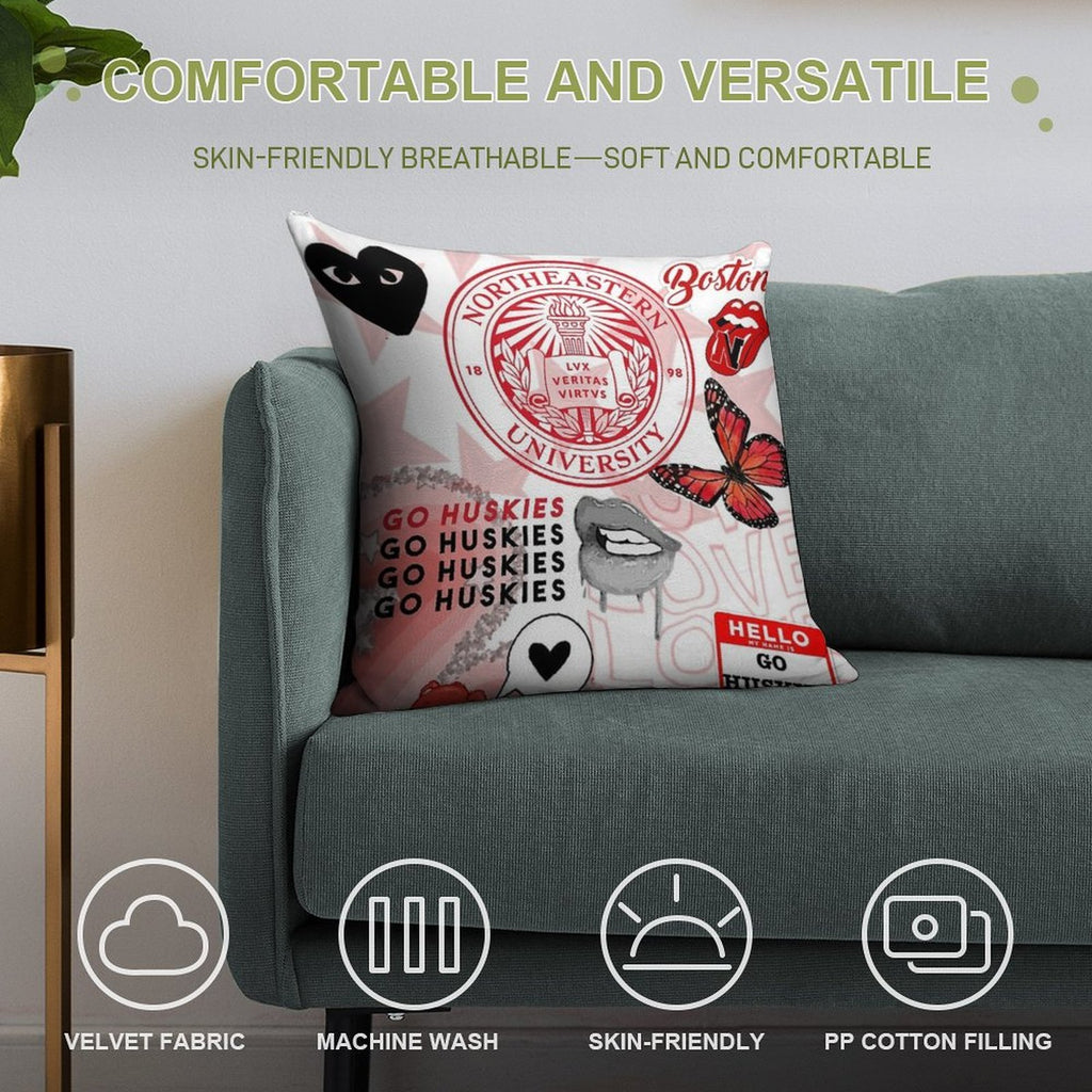 NORTHEASTERN COLLAGE Soft Fade-Resistant Throw Pillow