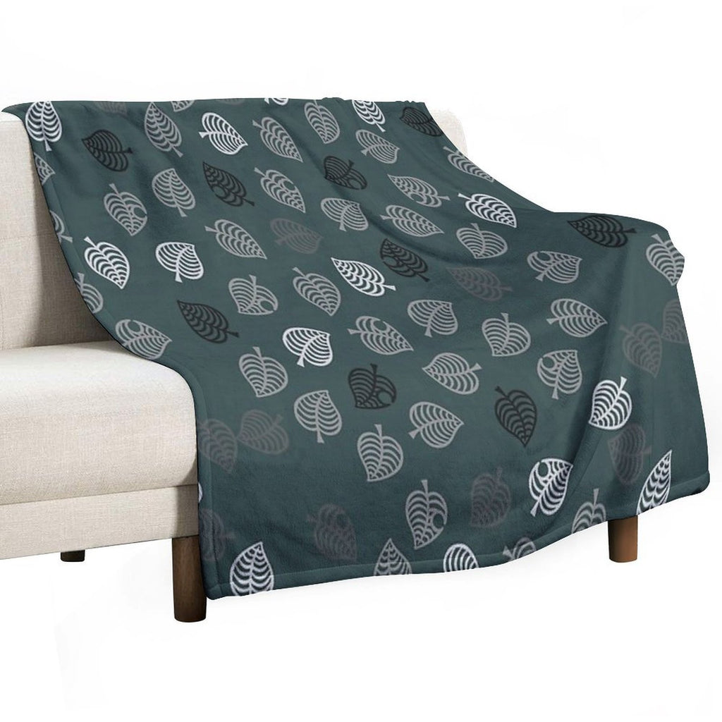 Nook Leaf Aloha Logo - Black And White on Green Anti-pilling Throw Blanket