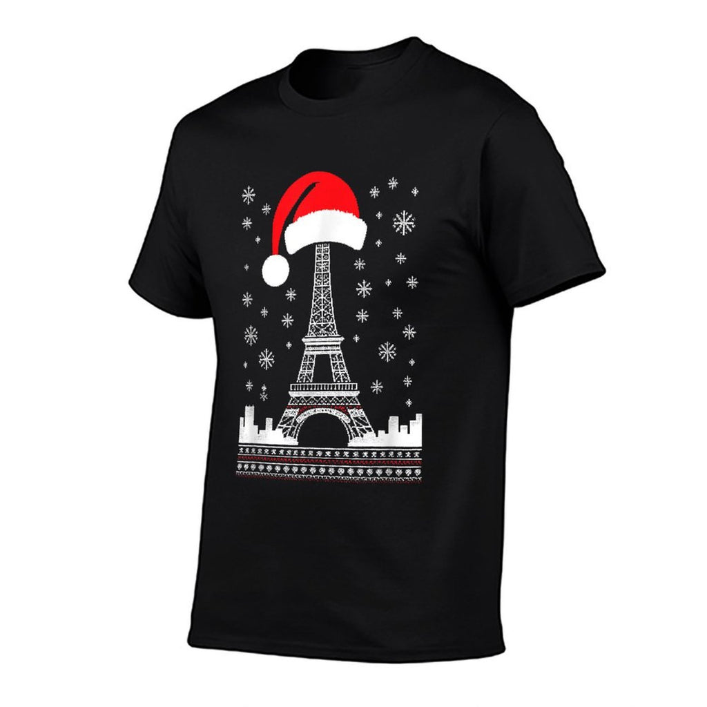 Eiffel Tower Santa Hat - Funny Vintage Paris Ugly Christmas  Soft T-Shirt