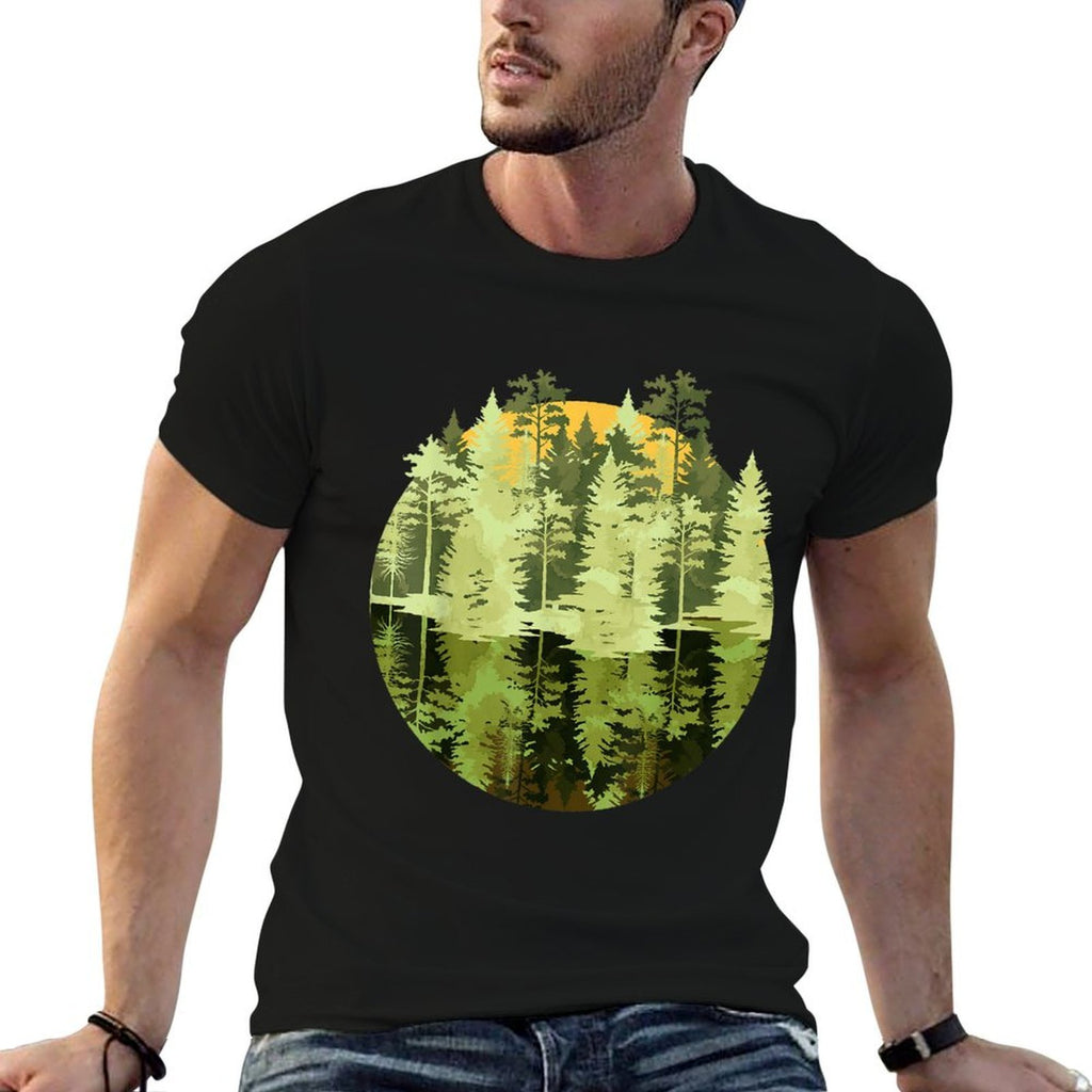 Wildlife Forest Trees Reflection Outdoors Nature  Easy-care T-Shirt