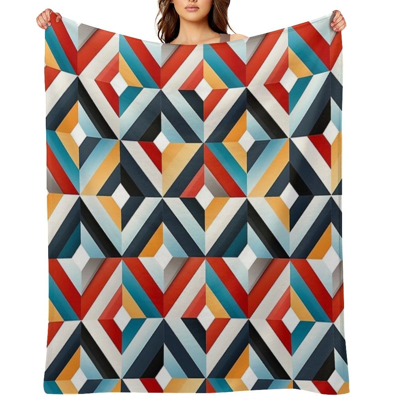 Seamless Pattern Design Geometric Shapes Machine-washable Throw Blanket
