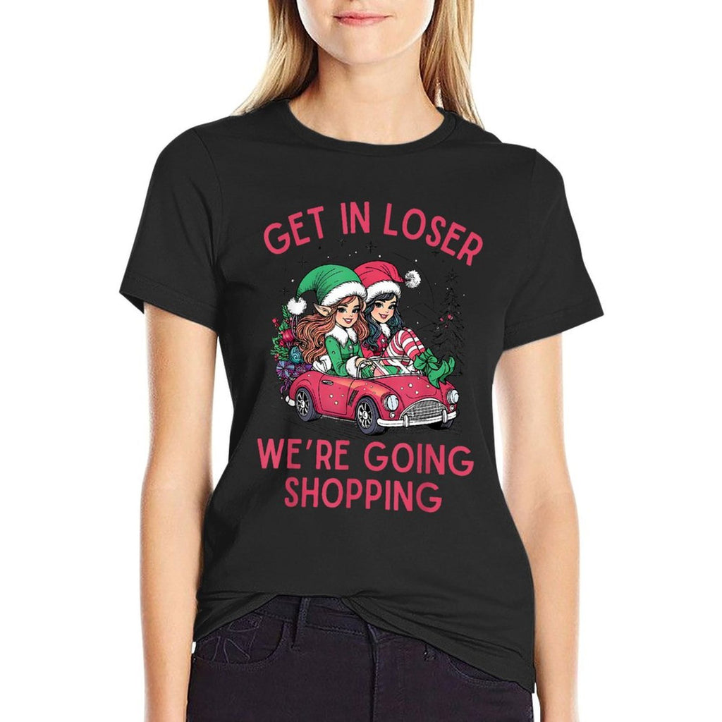 Get in Loser Were Going Shopping Vintage Christmas Elf  Heathered Texture T-Shirt