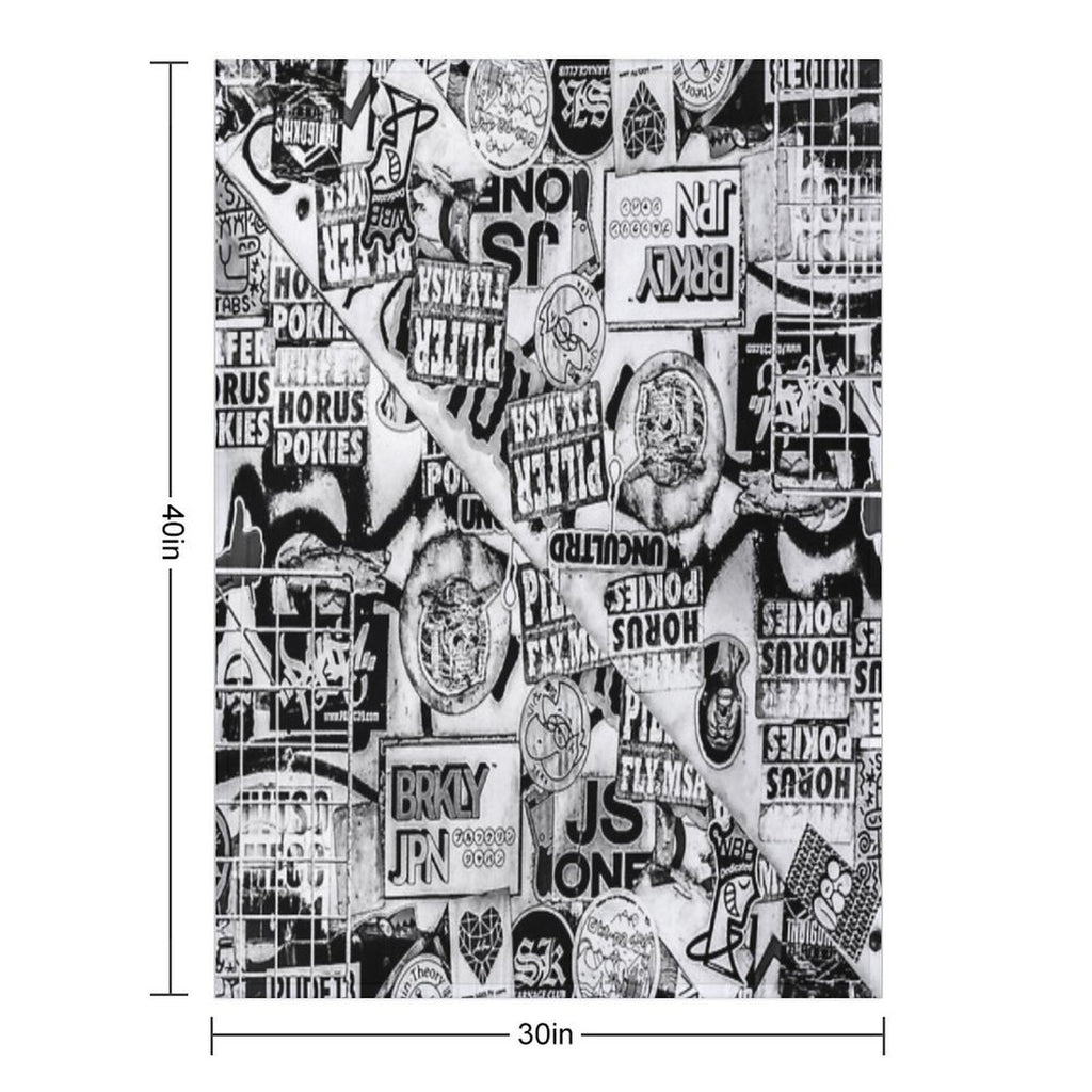 Black And White Urban Collage Print Shrink-resistant Throw Blanket