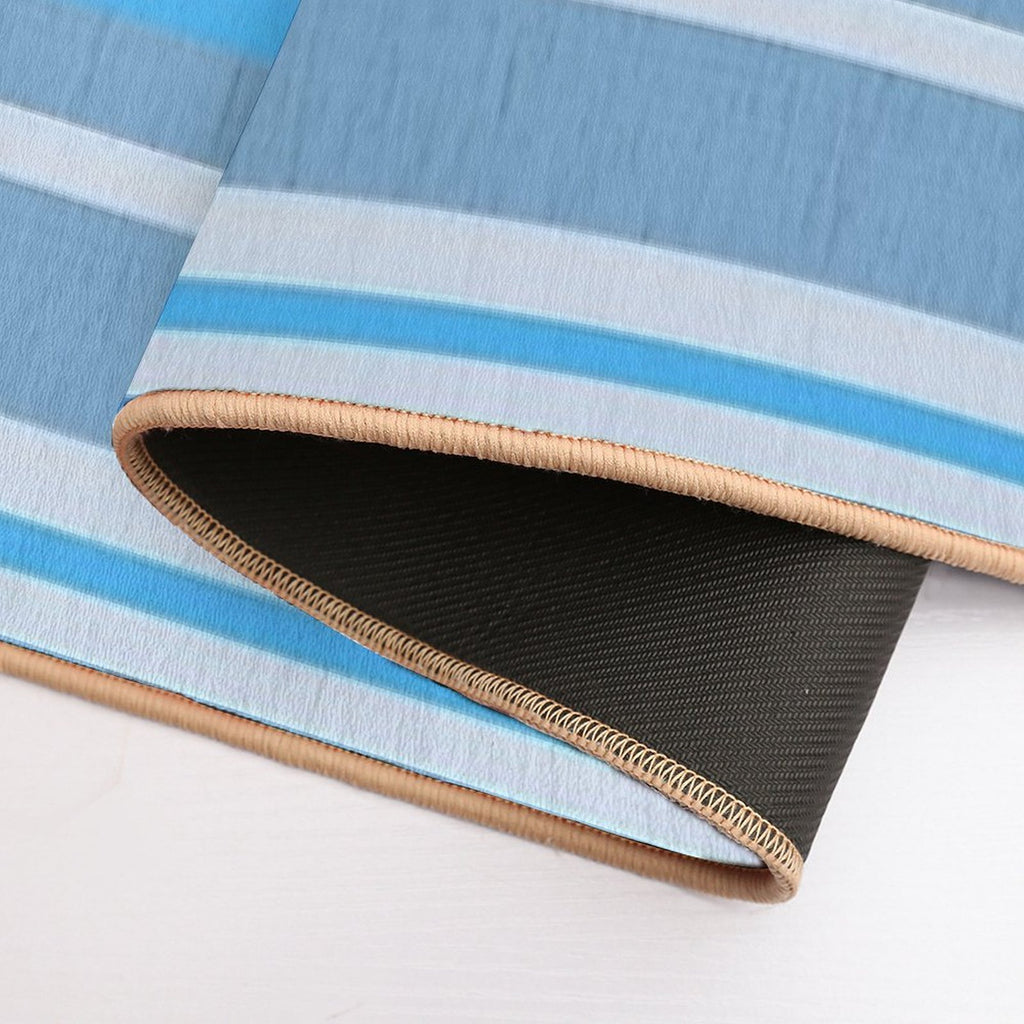 Trendy Blue Stripe Pattern  Fade-Resistant Bath Mat