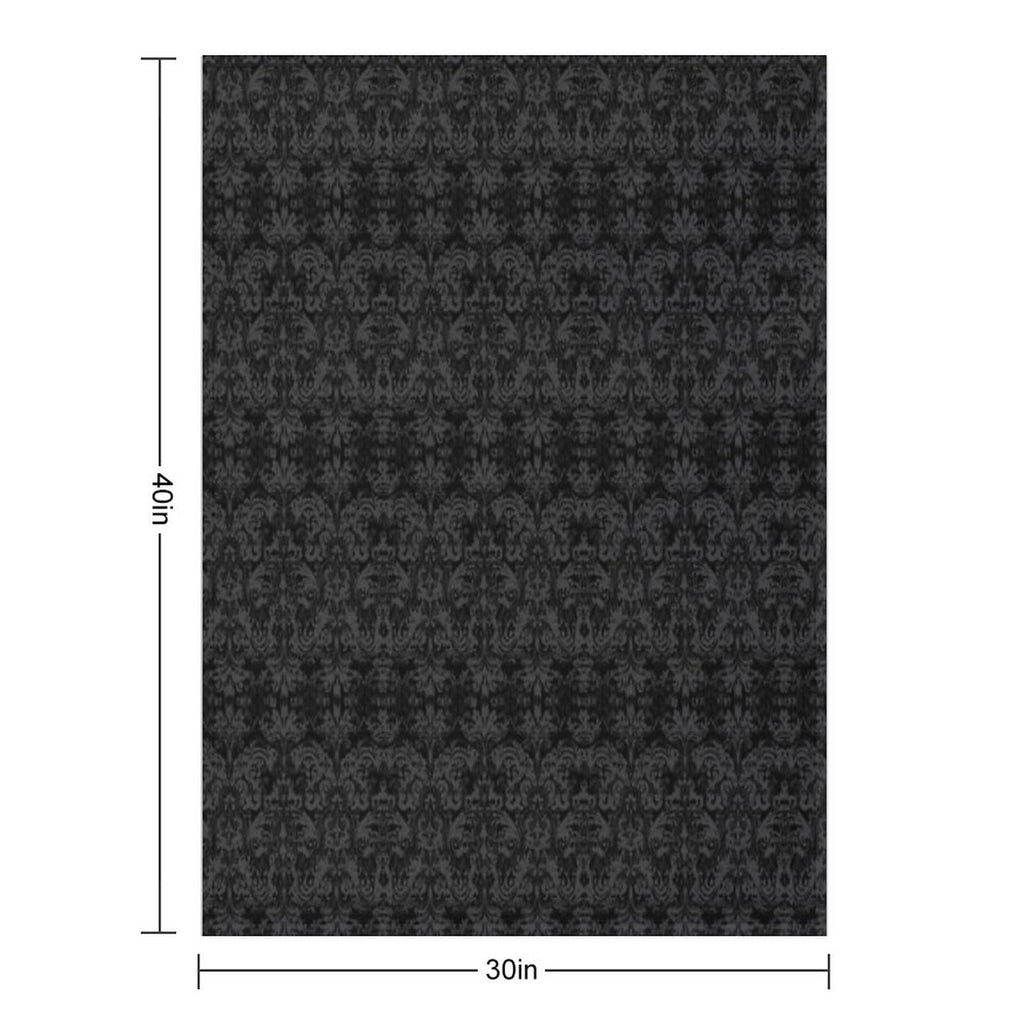 Very Vintage Grunge Damask in Black Machine-washable Throw Blanket
