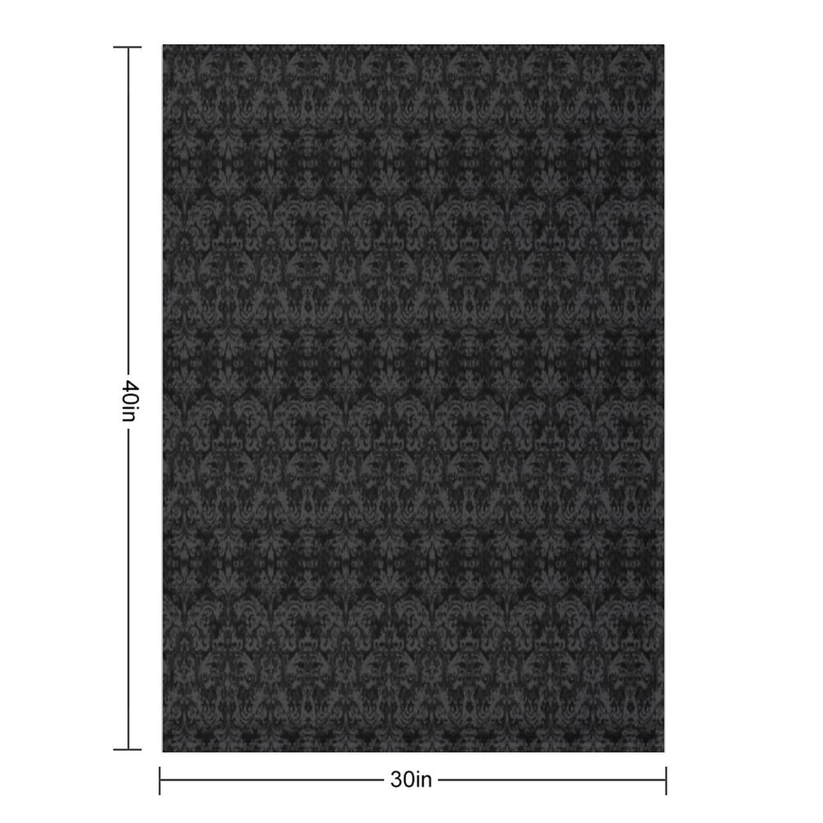 Very Vintage Grunge Damask in Black Machine-washable Throw Blanket