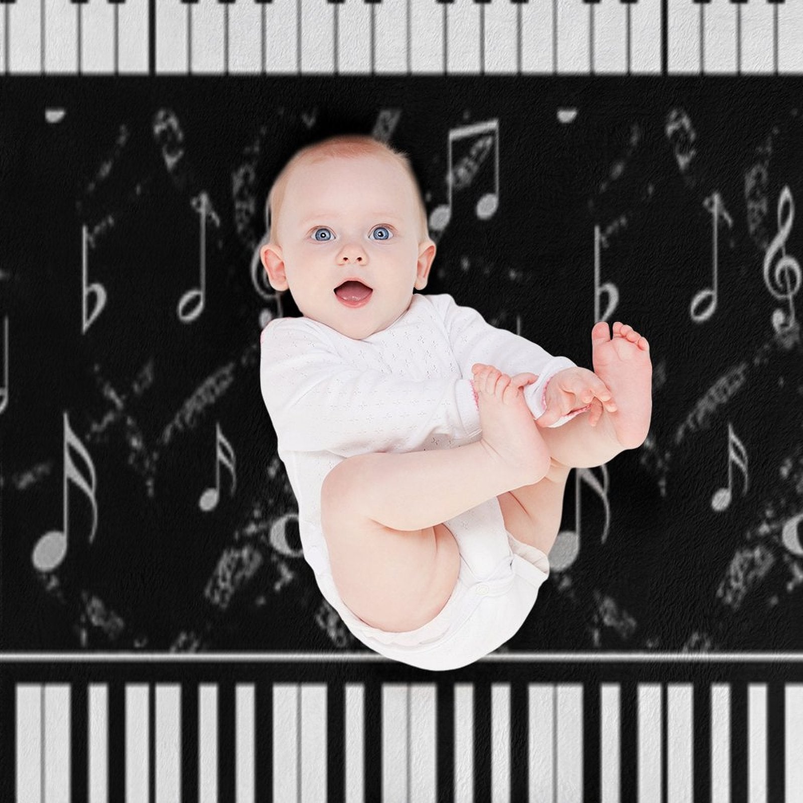 Black And White Piano Music Pattern Machine-washable Throw Blanket