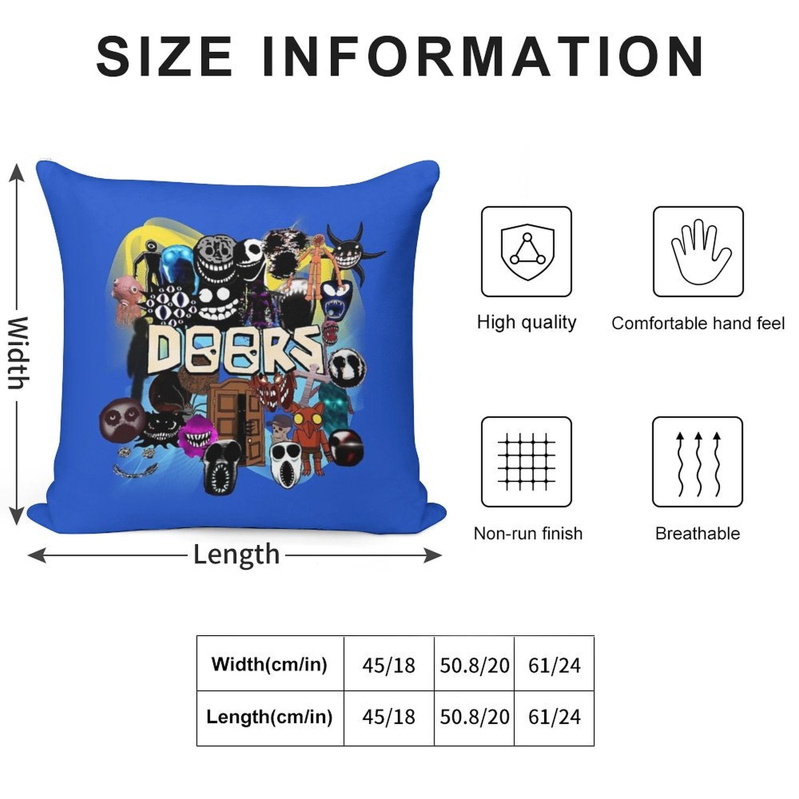 Doors All The Entities New Doors Game Update Soft Reinforced Edging Throw Pillow
