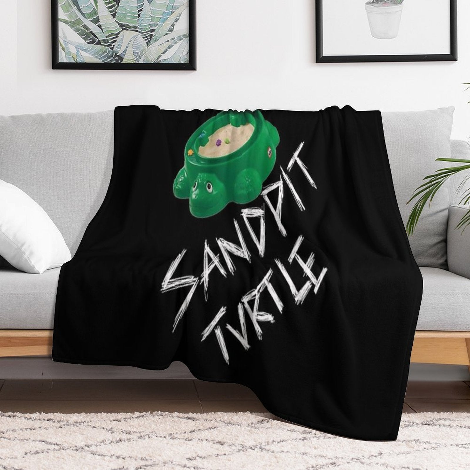 This Is Sandpit Turtle Bmth Meme White on Black Classic Easy Care Throw Blanket