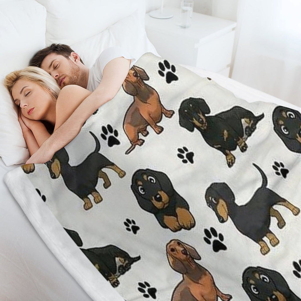 Dachshund Dog Cartoons Cute Travel-friendly Throw Blanket
