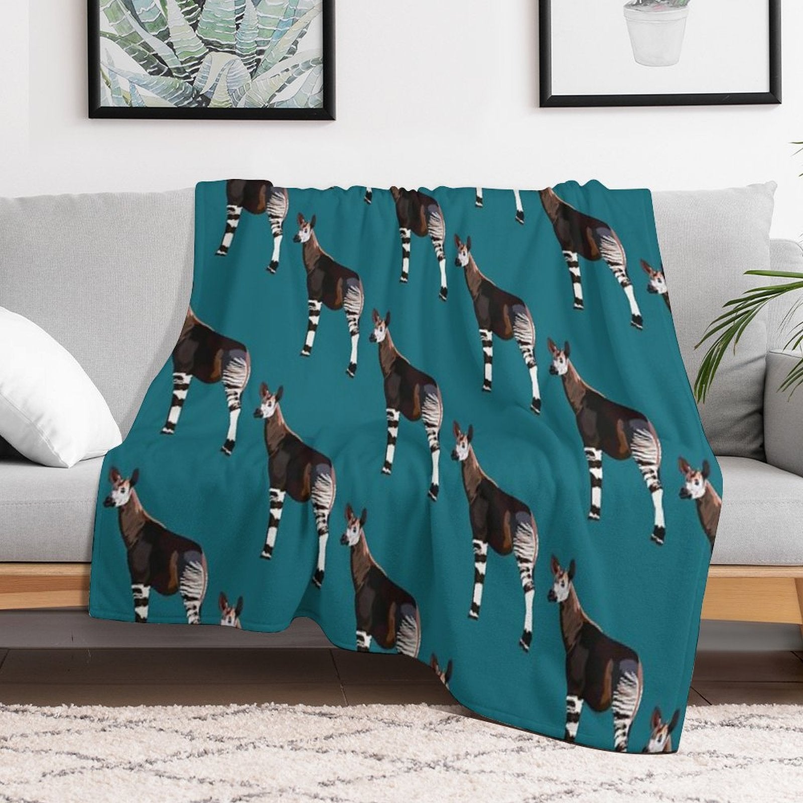 O Is for Okapi Wrinkle-free Throw Blanket