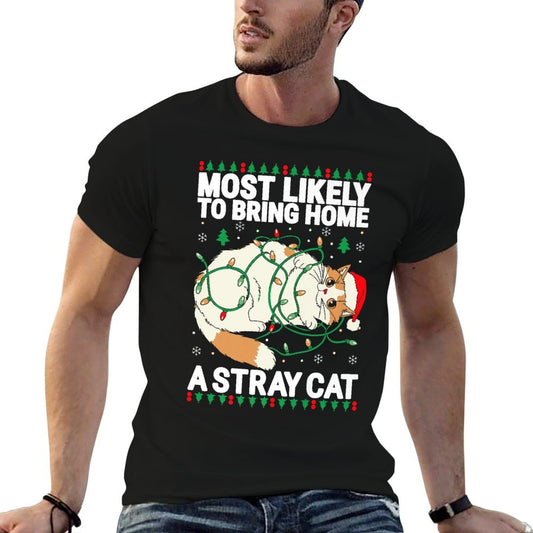Most Likely To Bring Home A Stray Cat Family Christmas Premium  Wrinkle-resistant T-Shirt