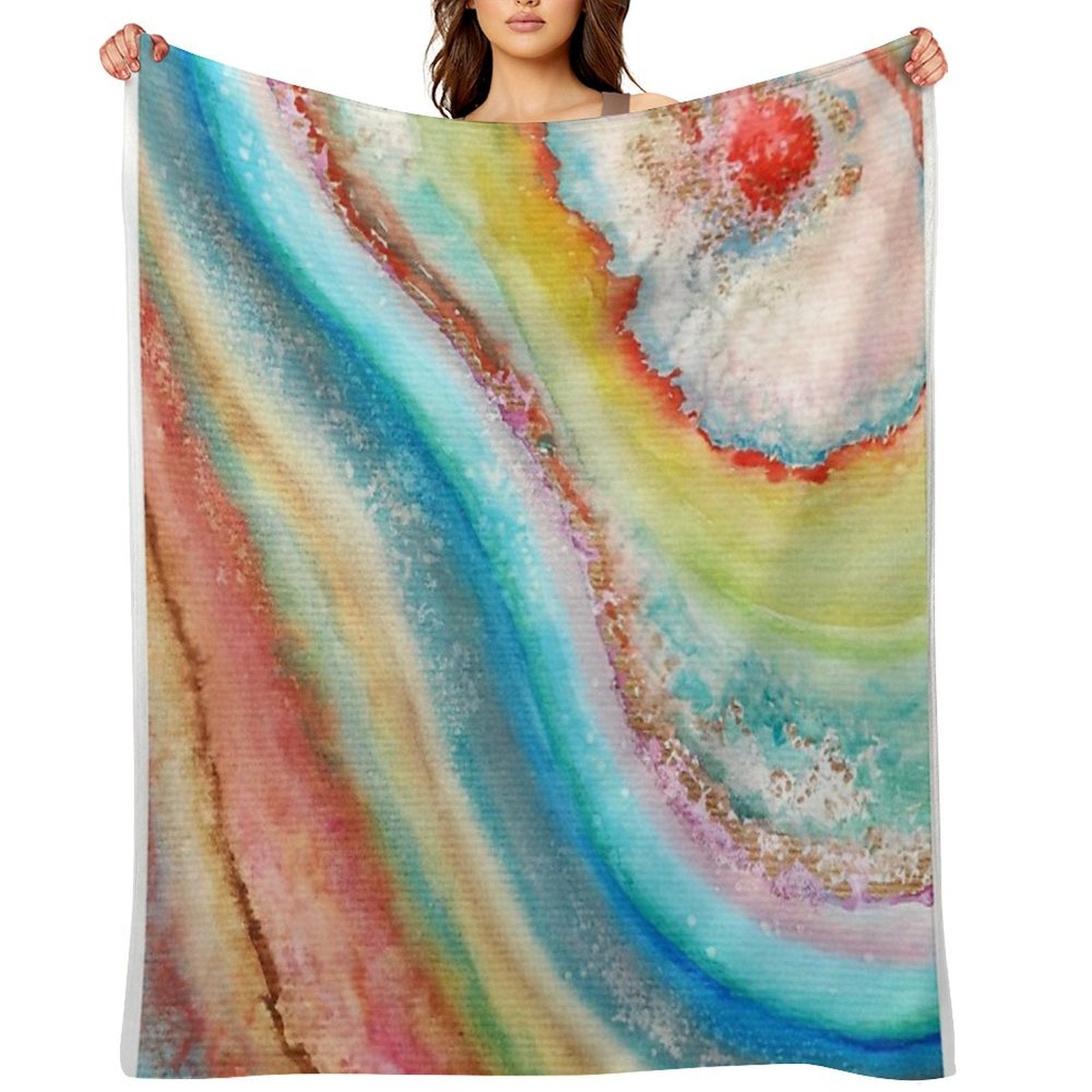 AGATE Inspired Watercolor Abstract 01 Quick-dry Throw Blanket