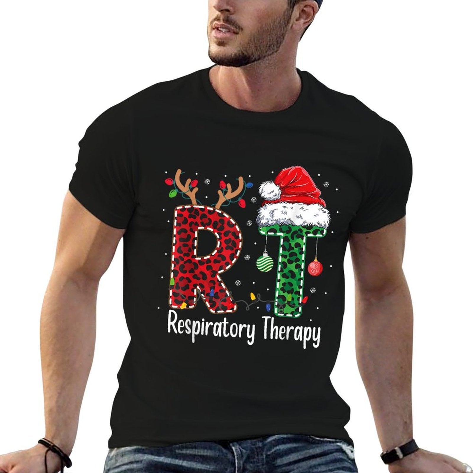 Respiratory Therapist Funny Christmas Future Nurse Design  Fade-proof Color T-Shirt