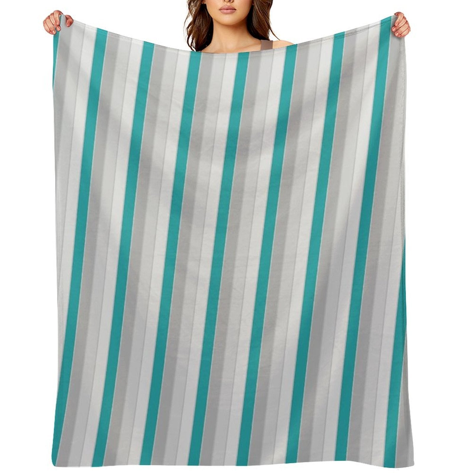 Multicolor Bright Diagonal Thick Stripe Lines Boundless Decor Multi-functional Throw Blanket