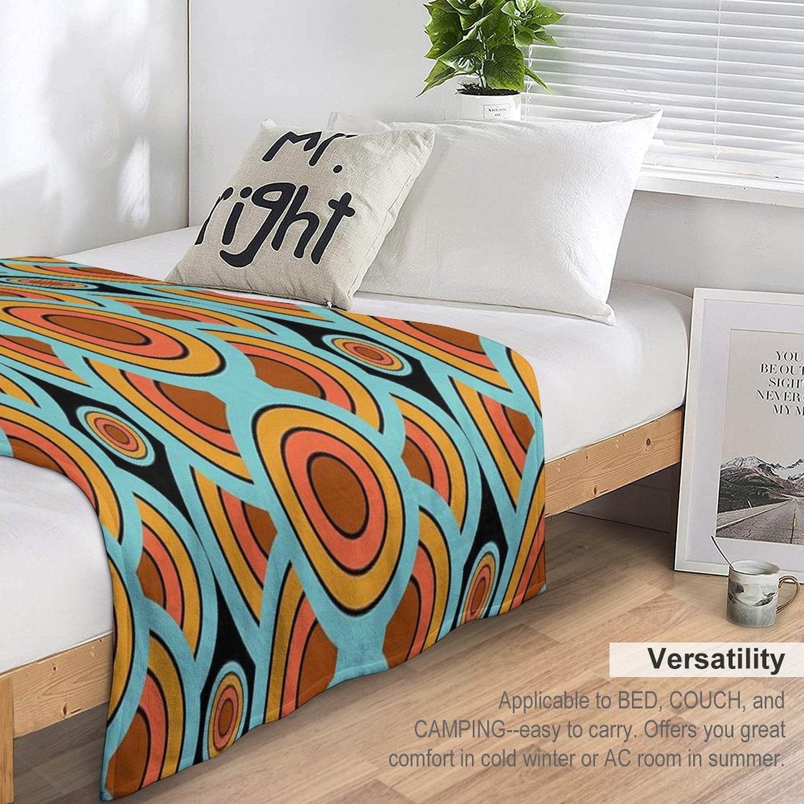 60s 70s Style - Retro Modern Circles - Vintage Mid-Century Versatility Throw Blanket