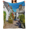 Clovelly Houses, North Devon, England Premium Throw Blanket