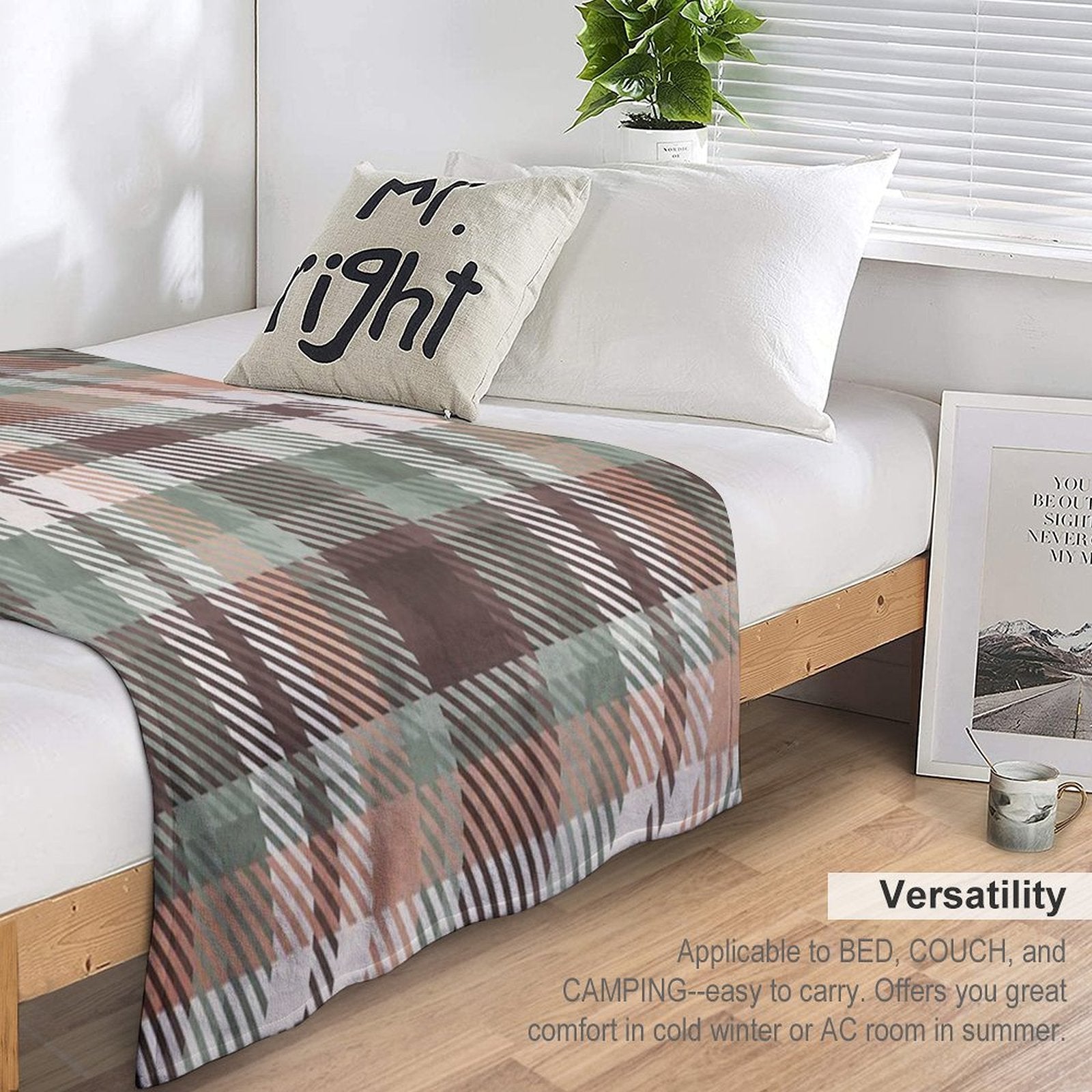 Aspen Flannel Brown Teal Shrink-resistant Throw Blanket