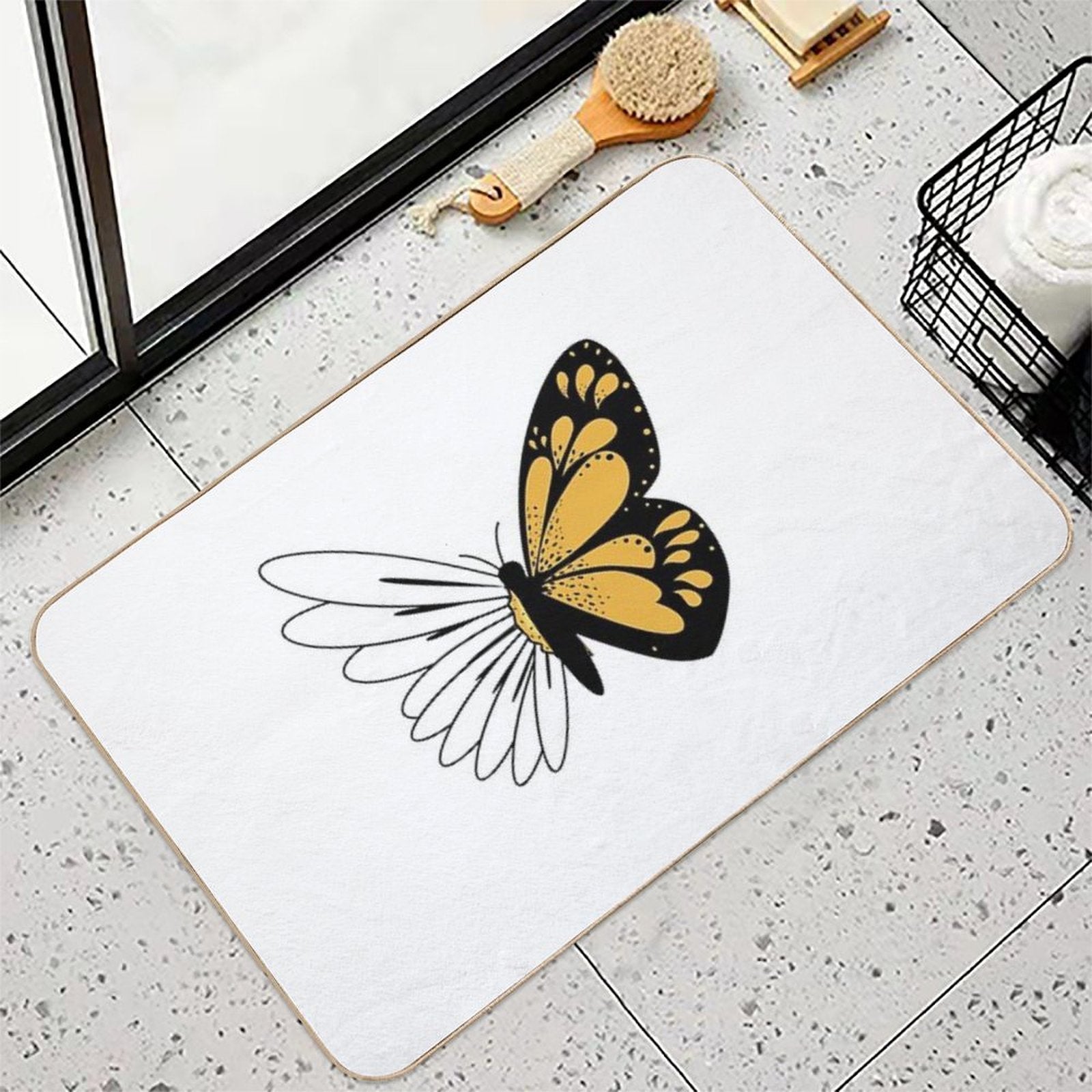 Daisy Butterfly  Slip-Resistant Bath Mat