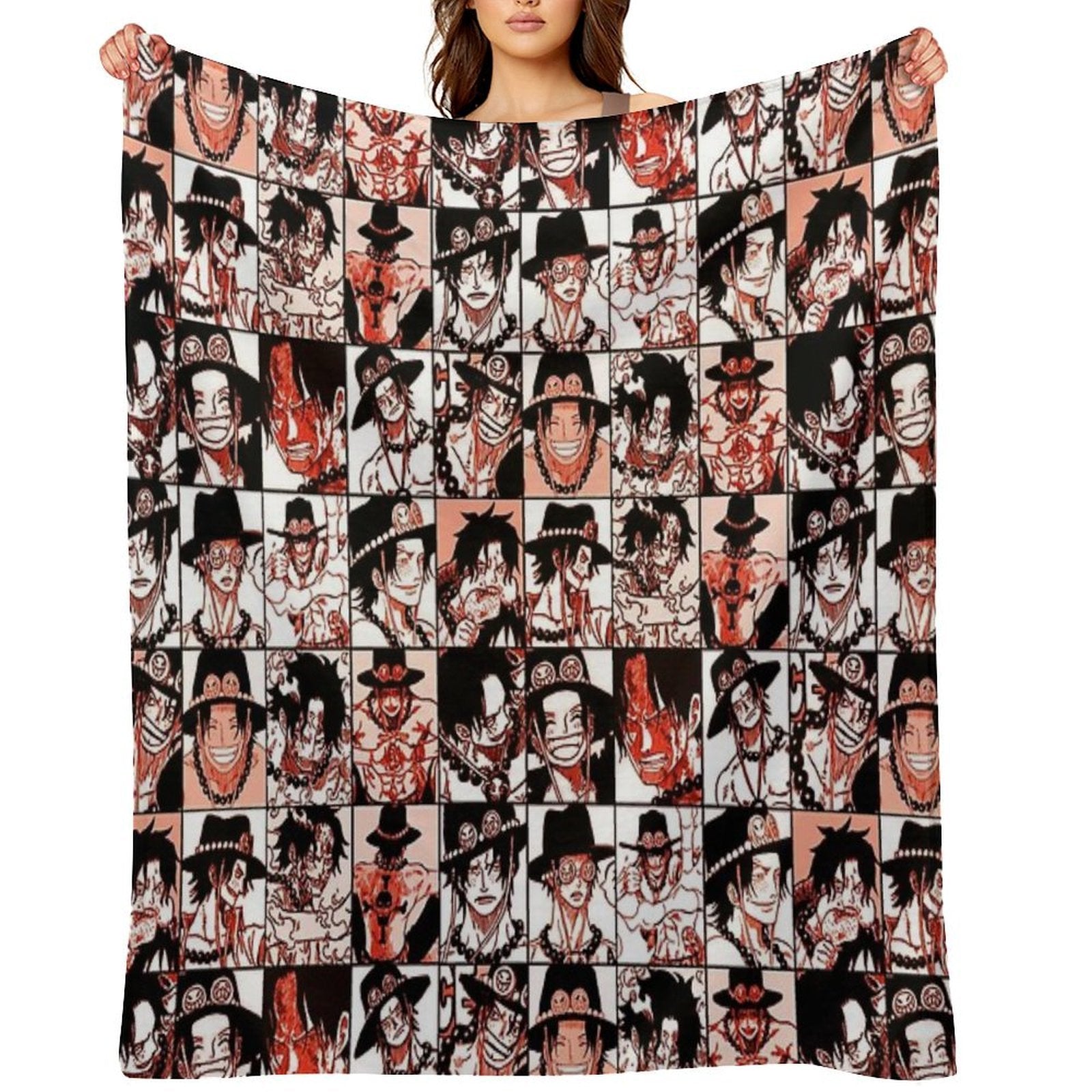 Ace - One Piece Manga Panel Collage Wrinkle-free Throw Blanket