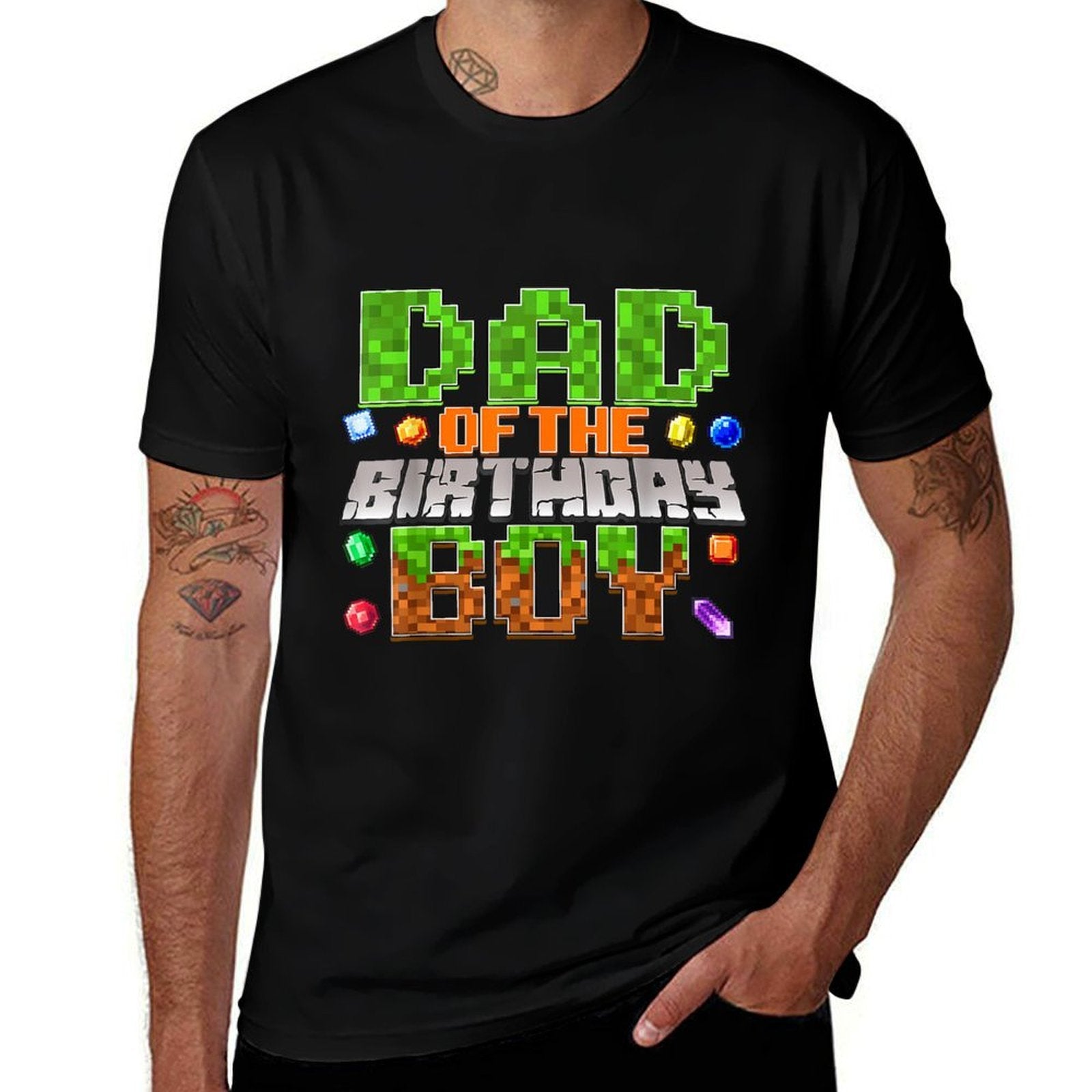 Dad Of The Birthday Boy Party Video Gamer Pixel Number  Breathable T-Shirt