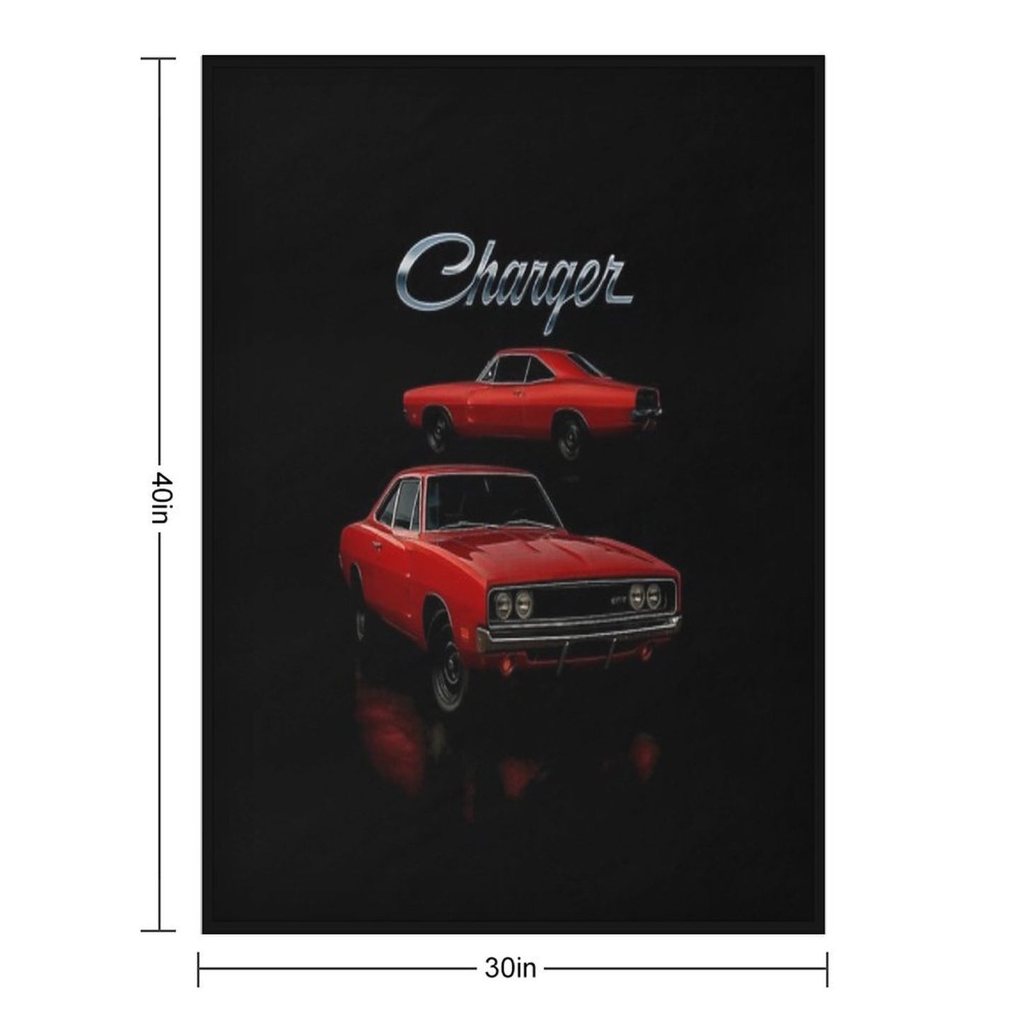 1970 Charger RT Red Classic Muscle Car Art Durable Throw Blanket