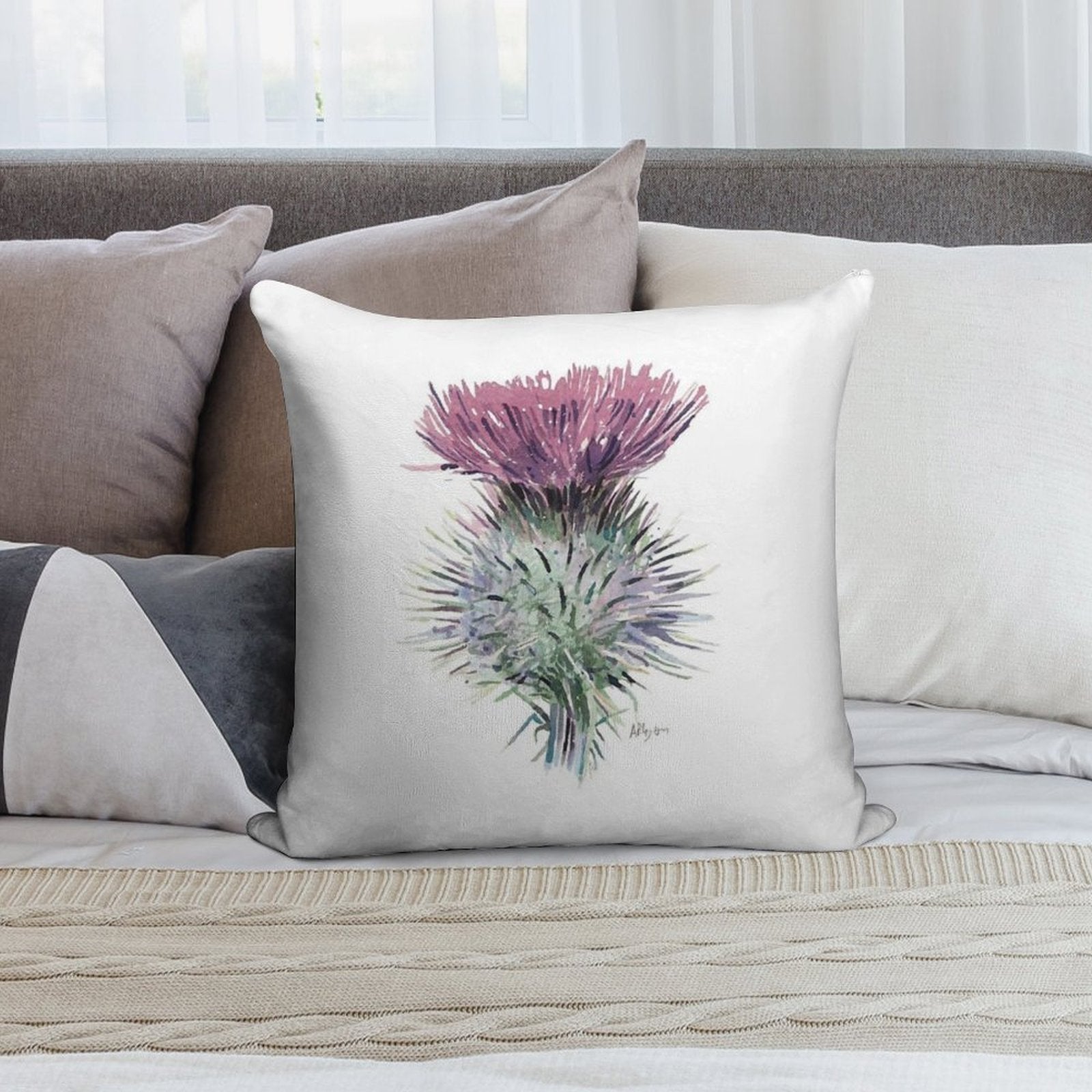 Scottish Thistle Soft Skin-Friendly Throw Pillow