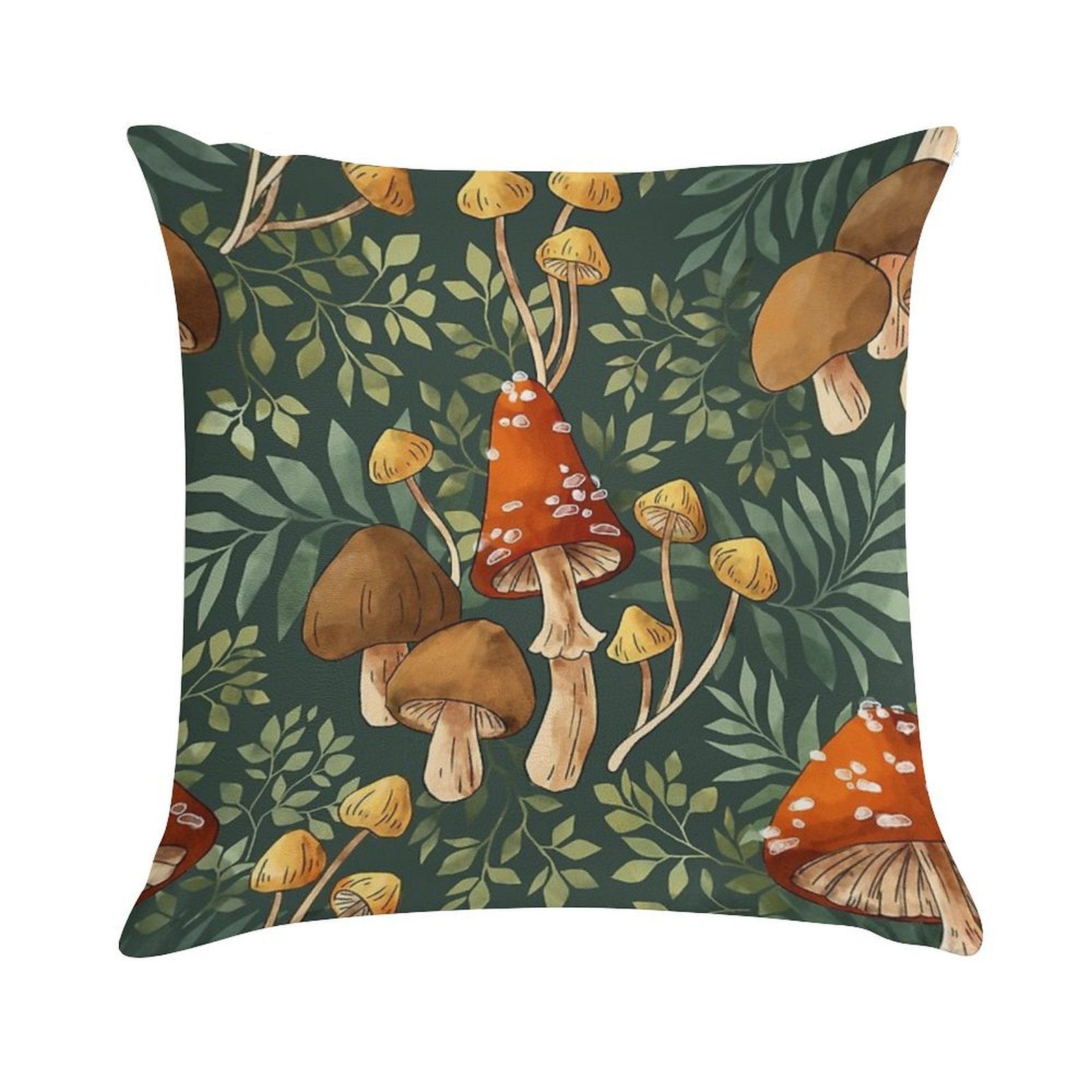 Woodland Mushroom Spray Soft Washable Throw Pillow