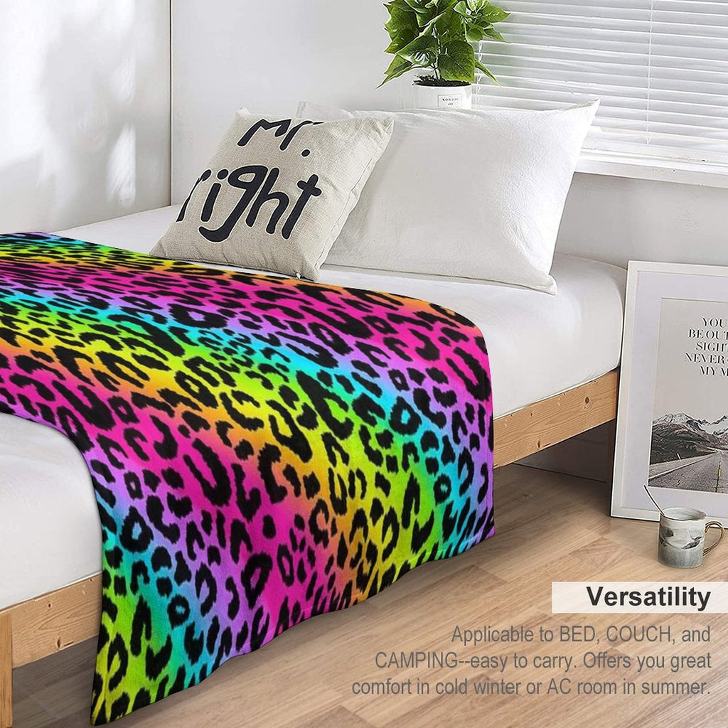 Colofrul Rainbow Leopard Wrinkle-free Throw Blanket