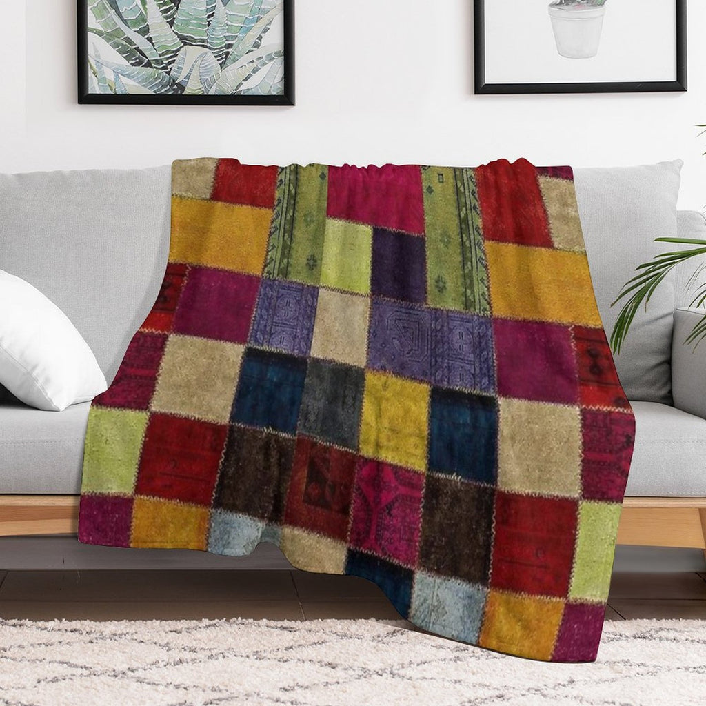 Tradional Oriental Rug Collage Easy Care Throw Blanket
