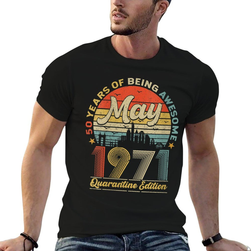 Womens 50th Birthday Decoration May 1971 Men Women 50 Years Old  Trendy Pattern T-Shirt