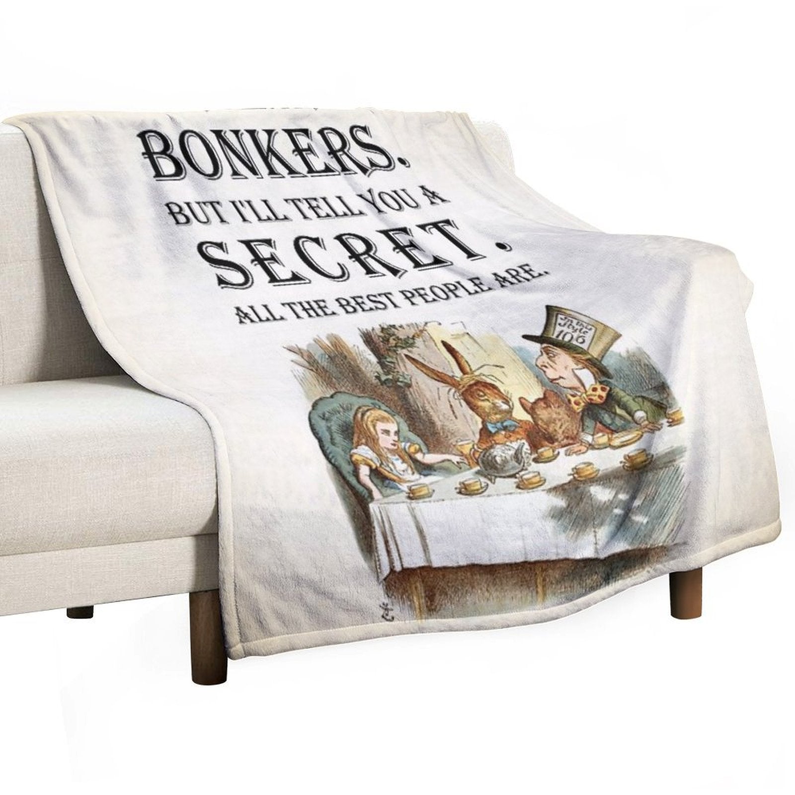 Alice In Wonderland - Tea Party - You're Entirely Bonkers - Quote Anti-pilling Throw Blanket