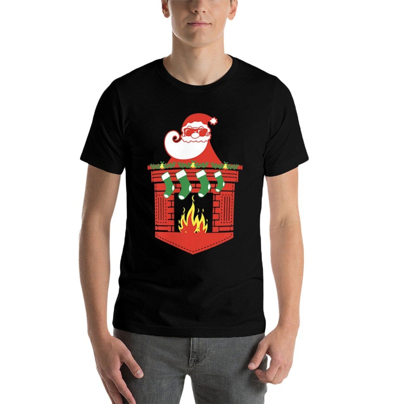 Santa Claus Fireplace Pocket Funny Christmas  Moisture-wicking T-Shirt