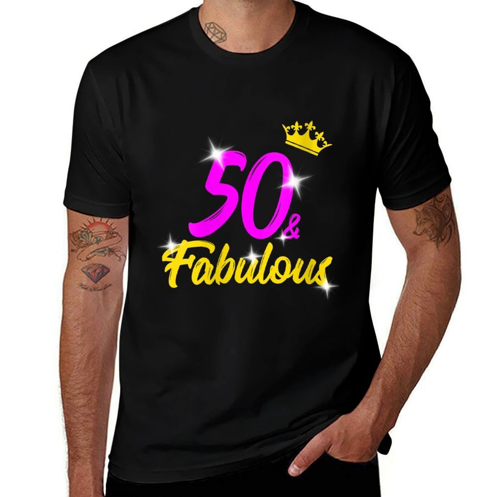 Womens 50 And Fabulous Queen 50th Birthday Gift  Oversized Silhouette T-Shirt