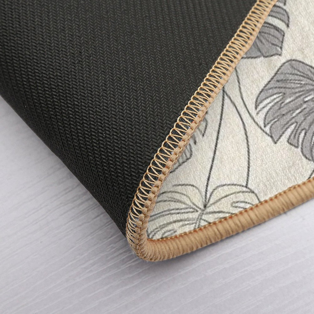 Tropical Monstera Leaves with Thin Black Outlines  Absorbent Bath Mat