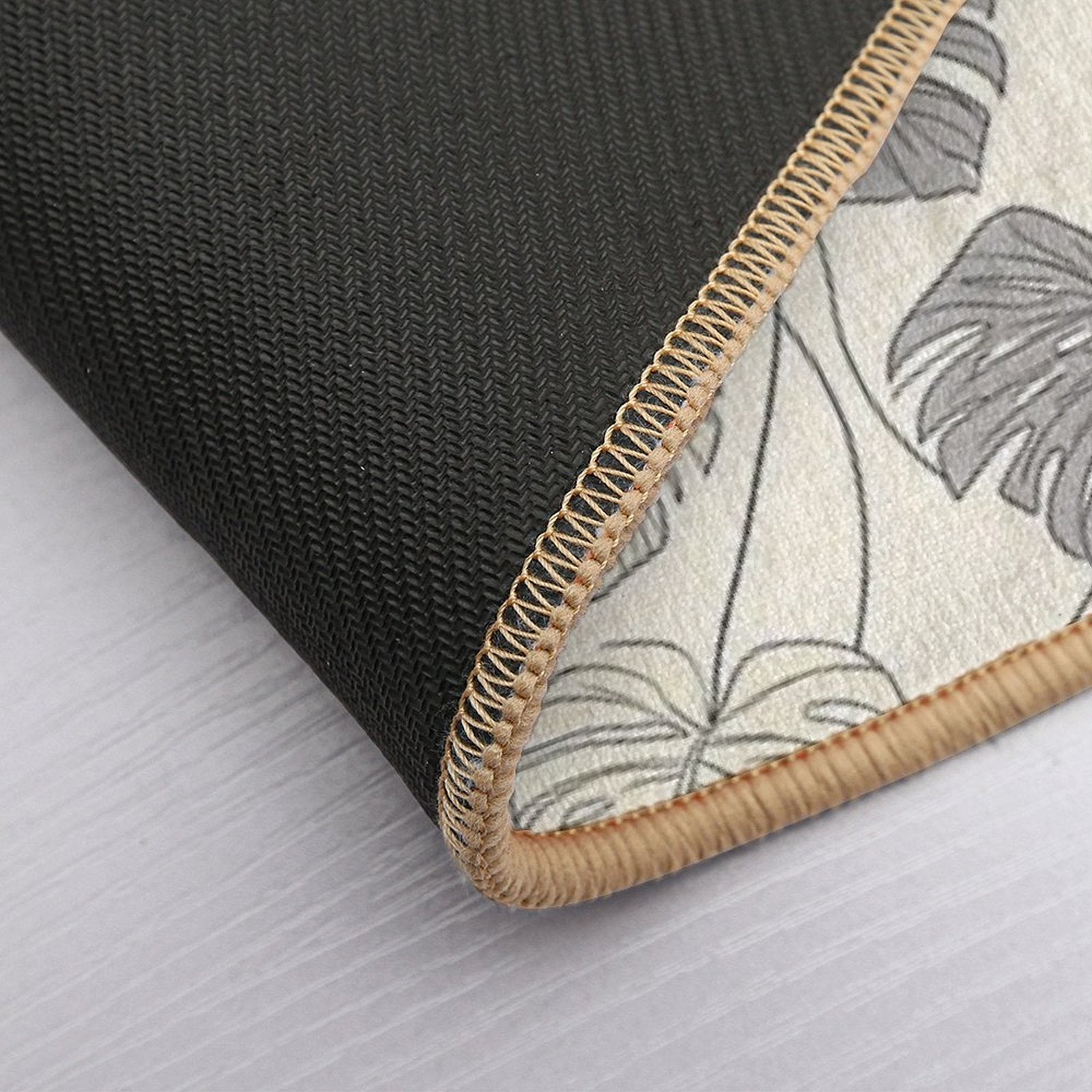 Tropical Monstera Leaves with Thin Black Outlines  Absorbent Bath Mat