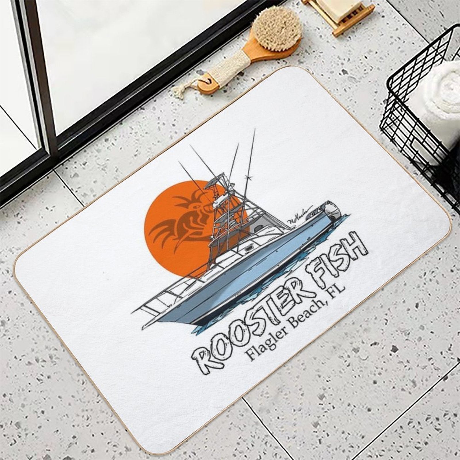Rooster Fish Flagler Beach, Florida  Dirt-Trapping Bath Mat